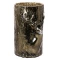 Floristik24 Portacandele in vetro con decorazioni a rilievo raffiguranti testa di cervo e albero, decorazione invernale, 26 cm
