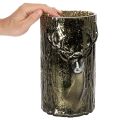 Portacandele in vetro con decorazioni a rilievo raffiguranti testa di cervo e albero, decorazione invernale, 26 cm | Floristik24.it
