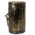 Portacandele in vetro con decorazioni a rilievo raffiguranti testa di cervo e albero, decorazione invernale, 26 cm | Floristik24.it