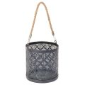 Floristik24 Portacandele in metallo, lanterna decorativa con manico, antracite, Ø16cm, 2 pezzi