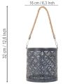 Portacandele in metallo, lanterna decorativa con manico, antracite, Ø16cm, 2 pezzi | Floristik24.it