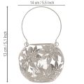 Lanterna decorativa in metallo da appendere, grigia, Ø14cm H13cm | Floristik24.it