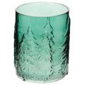 Floristik24 Portacandele in vetro con abeti in rilievo, decorazione natalizia, 16 cm