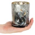 Portacandele con uccellini, design invernale, lucido, 12 cm | Floristik24.it
