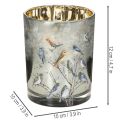 Portacandele con uccellini, design invernale, lucido, 12 cm | Floristik24.it
