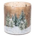 Floristik24 Portacandele in vetro con motivo foresta invernale innevata, decorazione natalizia, 20 cm