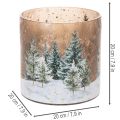Portacandele in vetro con motivo foresta invernale innevata, decorazione natalizia, 20 cm | Floristik24.it