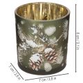 Portacandele in vetro con ramo di abete invernale, 8 cm, 2 pezzi | Floristik24.it