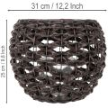 Portacandele intrecciato, nero e marrone, decorazione estiva, Ø31cm H25cm | Floristik24.it