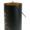 Floristik24 Lanterna decorativa rotonda con manico foresta metallo nero, oro Ø16cm H26cm