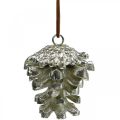 Floristik24 Coni decorativi a forma di pigna da appendere in argento H6cm