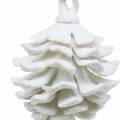 Floristik24 Coni addobbi per albero di Natale bianco glitter 9cm 6pz