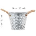 Pentola in zinco con manici in corda Ø14,5cm H13cm | Floristik24.it