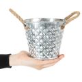 Pentola in zinco con manici in corda Ø14,5cm H13cm | Floristik24.it