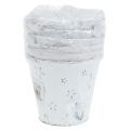 Floristik24 vaso di zinco con stelle Ø9cm H8cm Bianco lavato 6 pezzi