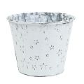 Floristik24 Vaso in zinco con stelle Ø14cm H12cm lavato bianco 4 pezzi