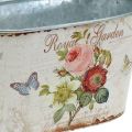 Floristik24 Fioriera vintage, vaso in metallo con manici, fioriera con rose L18cm H10.5cm