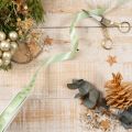 Nastro decorativo con fiocchi dorati, in rotolo, largo 15 mm e lungo 18 m. | Floristik24.it