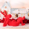 Statuetta decorativa di renna rossa, sdraiata, design moderno, 24 cm, 2 pezzi | Floristik24.it