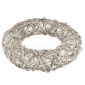 Ghirlanda decorativa decorazione in legno rattan bianco naturale Ø40cm H9,5cm | Floristik24.it