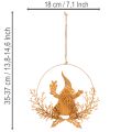 Anello decorativo natalizio, renna in un cerchio, Babbo Natale con regalo, decorazione in metallo, finitura effetto ruggine, Ø18cm, set da 2 | Floristik24.it