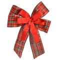 Floristik24 Fiocco natalizio decorativo, fiocco regalo, per esterni, a quadri rossi, largo 6 cm, 20×29 cm, 2 pezzi