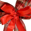 Fiocco natalizio decorativo, fiocco regalo, per esterni, a quadri rossi, largo 6 cm, 20×29 cm, 2 pezzi | Floristik24.it