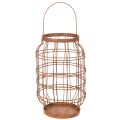 Floristik24 Lanterna da giardino, in metallo, finitura arrugginita, con manico, stile vintage, Ø19,5 cm