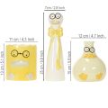 Set 3 Figure in Ceramica Anatre con Occhiali, 25 cm, Giallo e Bianco | Floristik24.it