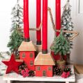 Mini albero di Natale base in legno verde bianco Ø8cm H18cm 3 pezzi | Floristik24.it