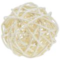 Floristik24 Decorazione da tavolo a forma di sfera in rattan sbiancato, colore crema, Ø5cm, 24 pezzi