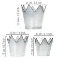 Set di 3 corone decorative in metallo zincato per fioriere, Ø21,5/19,5/17 cm. | Floristik24.it
