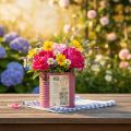 Vaso decorativo vintage in metallo viola, decorazione estiva Ø11cm H10.5cm | Floristik24.it